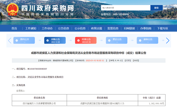 深耕人力资源服务 再添政企合作新篇——瑞方人力成功中标武侯区灵活从业劳务市场运营服务项目